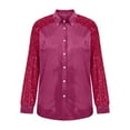 thumbnail image 4 of Caywon Women's Solid Color Sequin Patchwork Sleeve Lapel Button Down Shirt Jacket Sparkly Stylish Design Warm Fabric for Autumn Winter Party Wear, 4 of 6