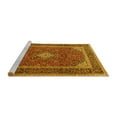 thumbnail image 2 of Ahgly Company Machine Washable Indoor Round Medallion Yellow Traditional Area Rugs, 4' Round, 2 of 4