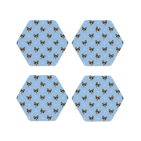 

Tideii Corgi Dog for Leather Coasters 4 Pieces Anti-fouling and Anti-scalding Decorative Coasters Suitable for Restaurants Kitchens Coffee Shops-Hexagon