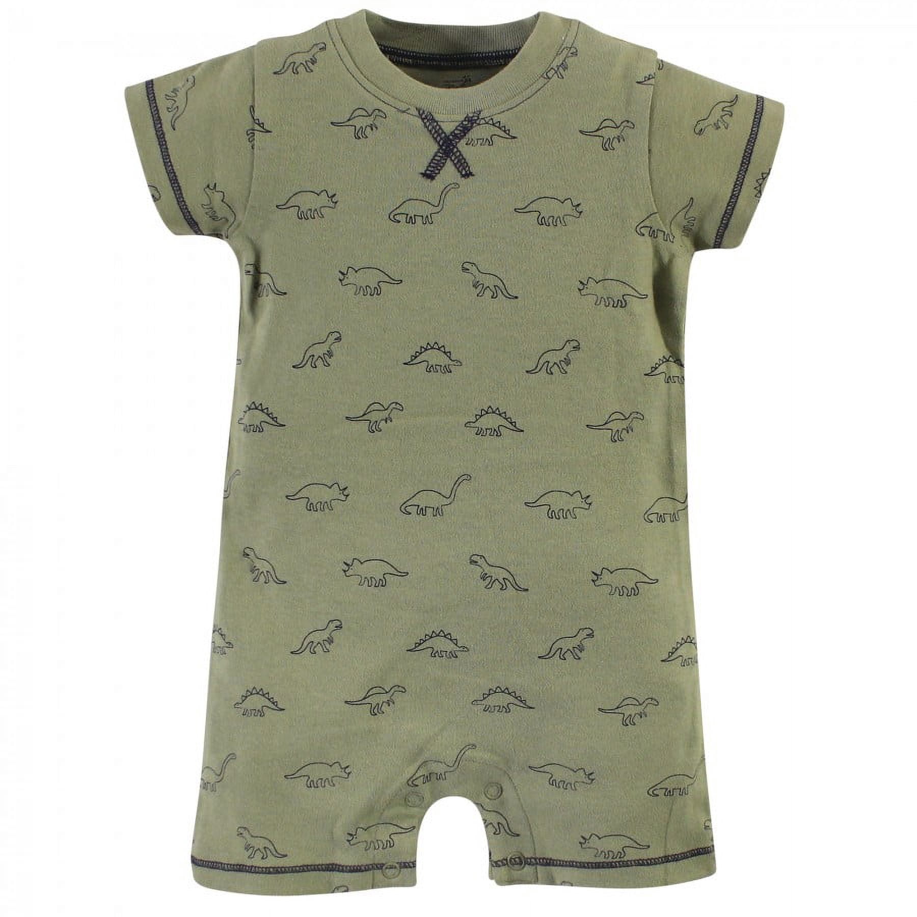 Touched by Nature Baby Boy Organic Cotton Rompers 3pk, Bold Dinosaurs, 3-6 Months