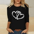 thumbnail image 2 of NJGRAE Women's Tops Womens Tee Shirts Women's Fashion Valentine's Day Printed Round Neck Three Quarter Sleeve Casual T Shirt Top Cropped Casual Summer Top L, 2 of 4
