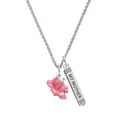 thumbnail image 1 of Delight Jewelry Silvertone Hot Pink Hibiscus Flower Silvertone Always My Mother Bar Charm Necklace, 23", 1 of 4