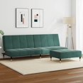 thumbnail image 1 of vidaXL Canapé-Lit 2 Places avec Repose-Pieds Velours Vert Foncé, 1 of 5