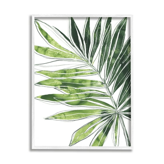 Stupell Industries Tropical Green Plant Expressive Palm Linework Graphic Art Framed Art Print Wall Art, 16x20, By June Erica Vess