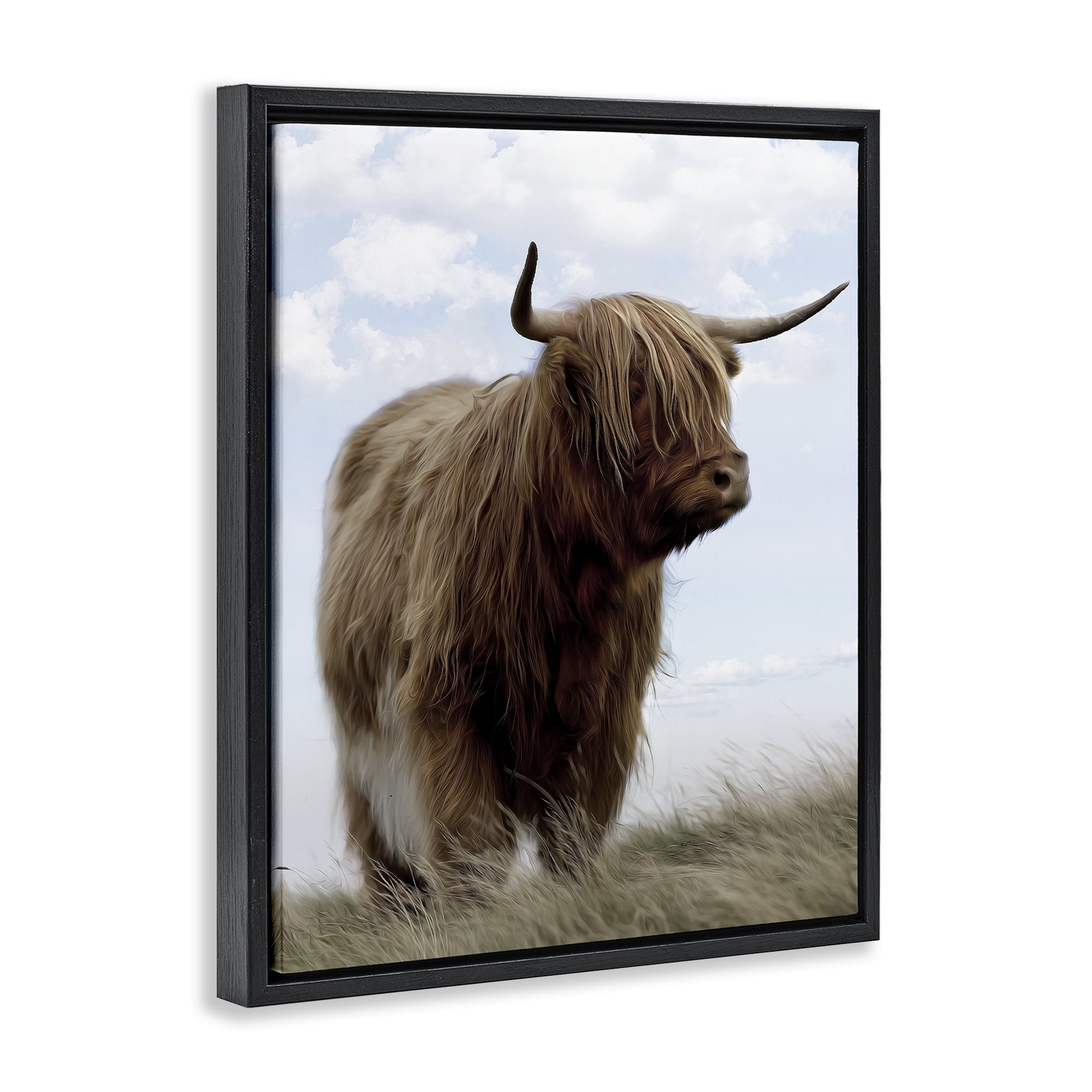 Stupell Industries Restful Look Highland Cattle Black Framed Floater Canvas Wall Art, design by Marcus Prime