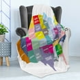 thumbnail image 4 of Map Soft Flannel Fleece Throw Blanket, USA Map with Name of States in Different Colors America Geography Cartography Theme, Cozy Plush for Indoor and Outdoor Use, 70" x 90", Multicolor, by Ambesonne, 4 of 5