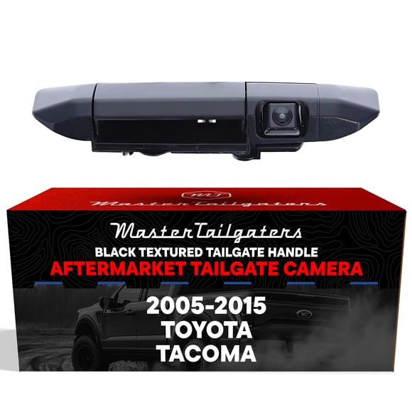 Master Tailgaters Black Tailgate Handle with Backup Camera Replacement for Toyota Tacoma (2005-2015) | IP68 Waterproof | Parking Grid Lines Available