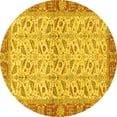 thumbnail image 1 of Ahgly Company Indoor Round Oriental Yellow Traditional Area Rugs, 5' Round, 1 of 4