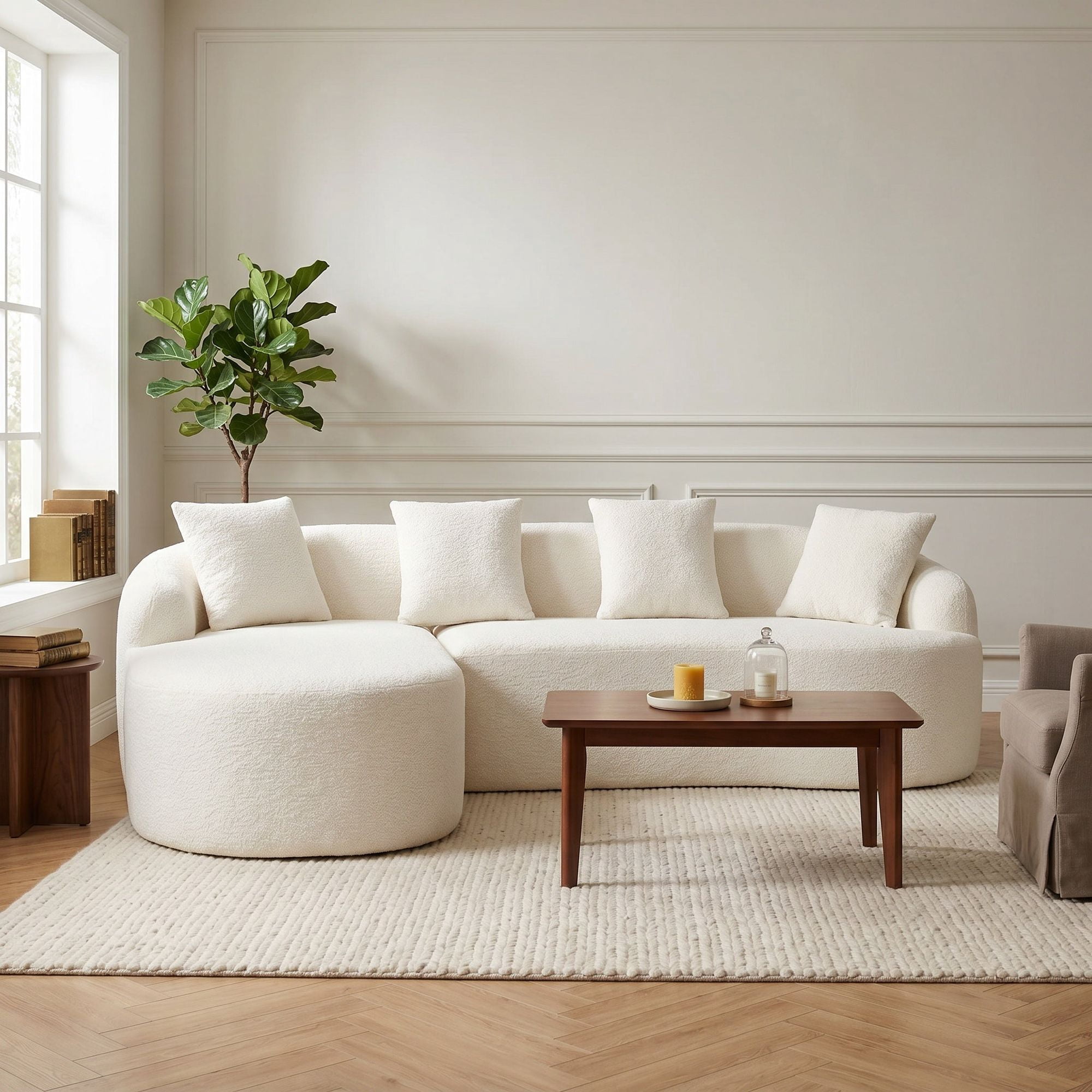 Sailvan L-Shape Sectional Sofa, 30D High-Density Foam Modular Chenille Couch for Living Room