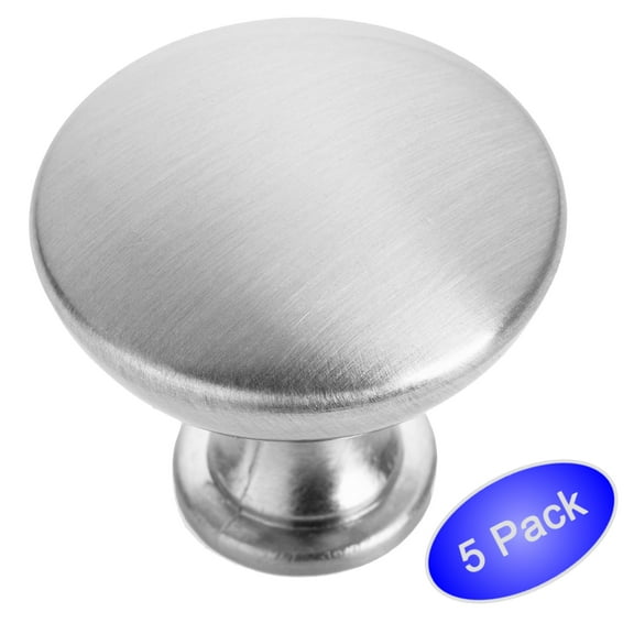 Cosmas 5305SN Satin Nickel Traditional Round Solid Cabinet Hardware Knob - 1-1/4" Diameter - 5 Pack