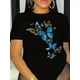 thumbnail image 1 of Butterfly print t-shirt, short sleeve crew neck casual top for summer & spring, women's clothing Tee Tee For Adult, Men, Women, Teen, Teenager, Adolescent, Youth, 1 of 8
