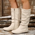 thumbnail image 2 of Mostsola Slouchy Knee High Boots Women Side Zipper Casual Suede Round Toe Flat Mid Calf Boots, 2 of 9
