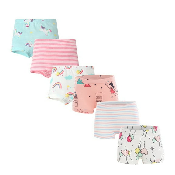 6Pcs/Pack Girls Boxer Boyshort Panties Kid Girl Cute Cartoon Print Underwear Toddler Cotton Underpants Shorts
