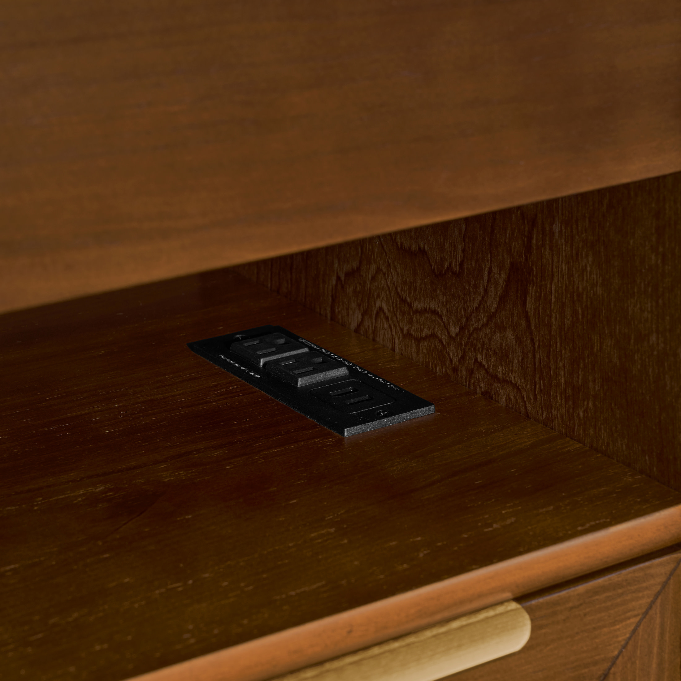 Noble House Mid-Century Nightstand with Charging Station,  Glass Detail & Open Shelf, Farmhouse End Table, Dark Walnut