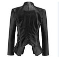 thumbnail image 7 of IROINNID Women's Faux Leather Jacket Savings Long Sleeve Peak Lapel Casual Biker Zip Up Jacket,Black, 7 of 7