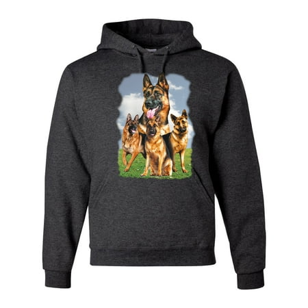 Wild Bobby, German Shepherd Dog Animal Pet Lover, Dog Lover, Unisex Graphic Hoodie Sweatshirt, Heather Black, 3XL