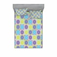 thumbnail image 2 of Abstract Bedding Set with Sheet & Covers, Seamless Pattern with Citrus Like Lemon Lime Tangerine Orange Print, Printed Bedroom Decor 2 Shams, 4 Sizes, Pale Green and Violet, by Ambesonne, 2 of 3