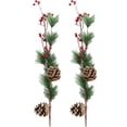 thumbnail image 1 of 2Pcs Artificial Pine Cones Stems Berry Stems Picks Christmas Party Decor Ornament, 1 of 8