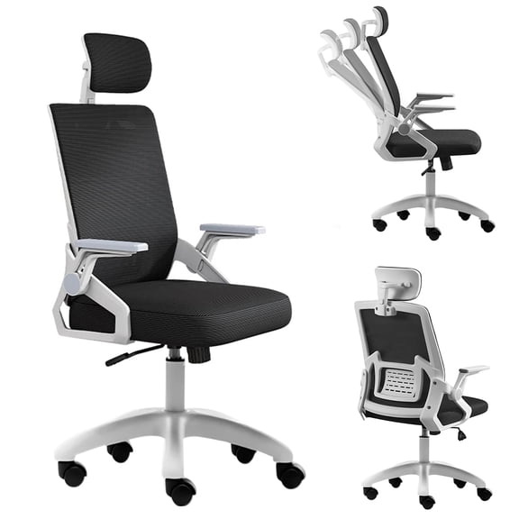 Silla Escritorio Ejecutiva VBELL Oficina Secretarial Ergonomic Negra Y Blanca Con cojín De látex