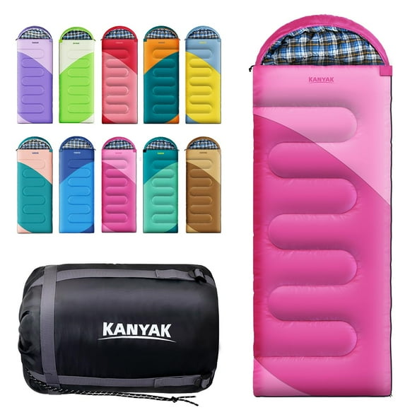 Saco de dormir Kanyak, color rosa cálido, lavable durante 3 a 4 estaciones, 220 x 82 cm