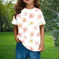 thumbnail image 4 of WRKEKC Girls T-Shirts, Summer Tops for Girls, Girls' Summer Round Neck Floral Print Trendy Short Sleeve Comfortable T-Shirts, 4 of 9