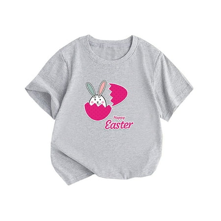 

Summer New Children s Clothing Girls Short Sleeve T Shirt Easter Bunny Printed Round Neck Children Out WearT Shirt Camisole for Women Bra Toddler Fall Outfit Cat and Girls Clothes Shirts under 5 Kid