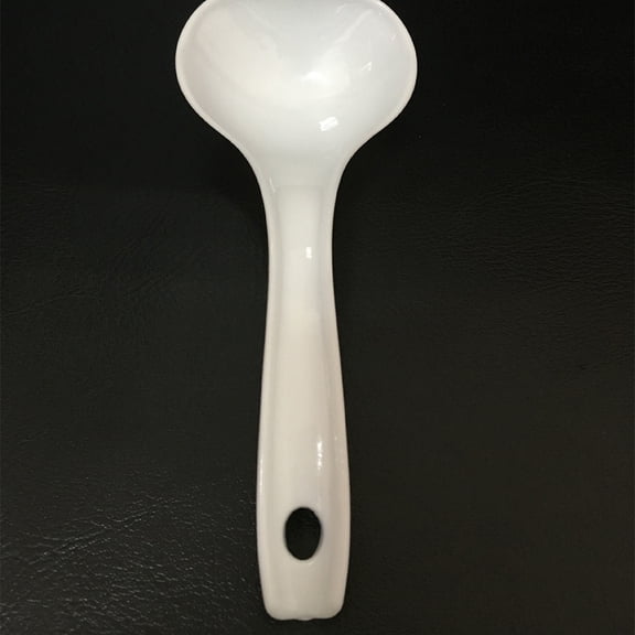GAXIRE White Plastic Soup Spoon with Long Handle for Eating Great for Kitchen Use 10 Pieces