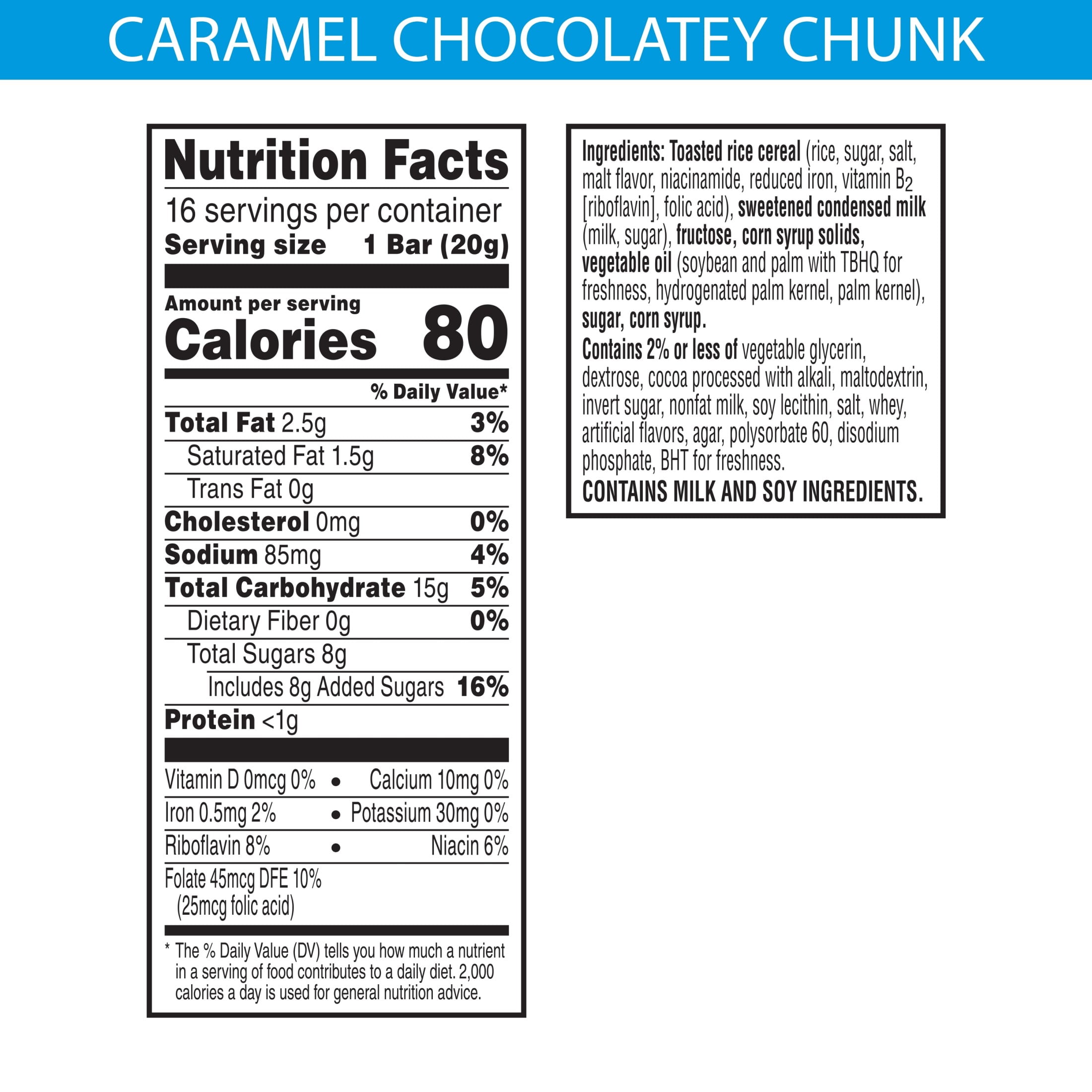 Rice Krispies Treats Caramel Chocolatey Chunk Chewy Marshmallow Snack Bars, Kids Snacks, 11.2 oz, 16 Count
