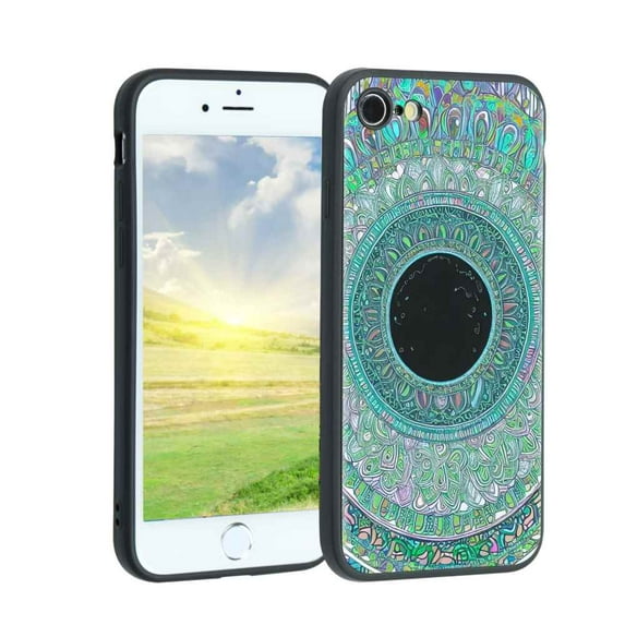 Compatible with iPhone SE 2020 Phone Case, Mandala-19 Case Men Women, Flexible Silicone Shockproof Case for iPhone SE 2020