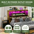 thumbnail image 3 of Uforic LED Queen Size Bed Frame with Storage Bookcase Headboard, Platform Bed with Charging Station, Noise-Free, Rustic Brown, 3 of 6