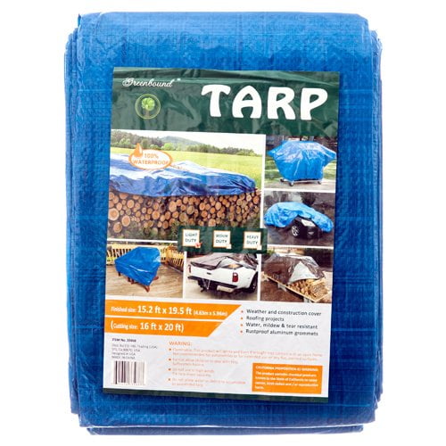 18 X 24 foot Tarpaulin Blue Sheet Protective Ground Car Furniture Pool Cover 