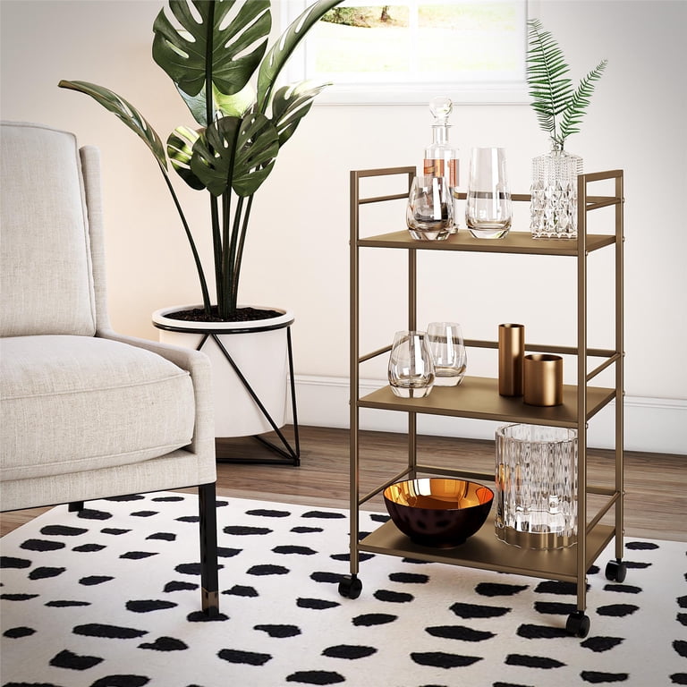 Novogratz Helix 3 Shelf Metal Rolling Utility Cart, Gold - Walmart.com