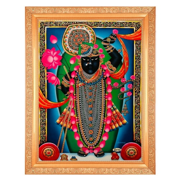Bm Traders Shreenathji Beautiful Print Photo In ArtWork Golden Frame (11 x 14 Inch)OR(27.94 X 35.56 Cm) Religious Gifting
