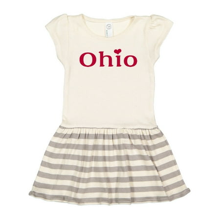 

Inktastic Ohio in Red Text with Heart Gift Toddler Girl Dress