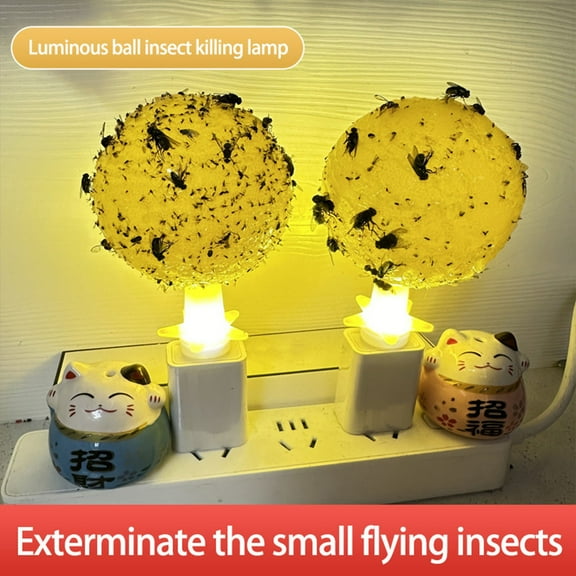 YabuSS 2Packs Catching Trap with USB Light Source and Strong Adhesive Bottom Fruit Fly Traps for Indoor To Catch Insect Cleaning Ball Light Attract Flying Insect Trap