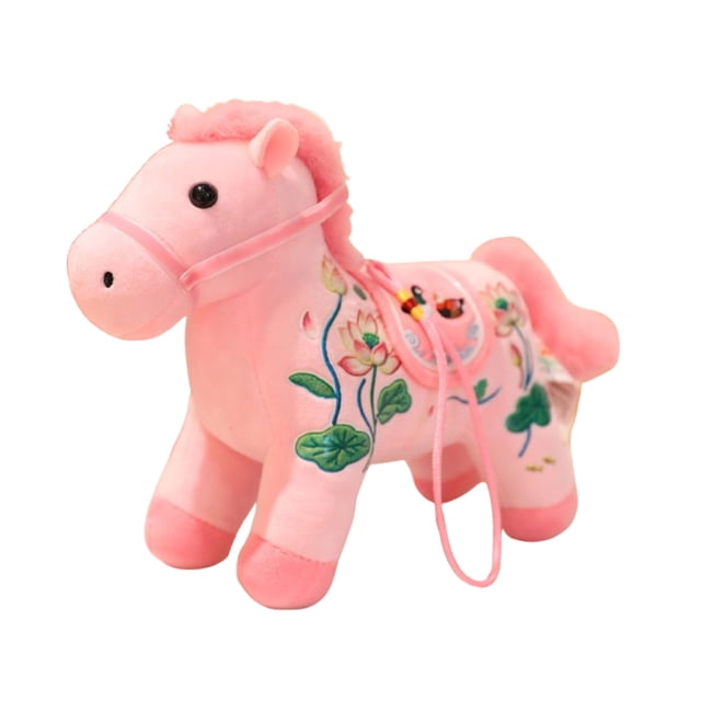 Colgante del Zodiaco: Celebra el Año del Caballo. Este adorable caballo de peluche presenta un vibrante diseño de loto, que simboliza la buena suerte.