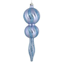 Vickerman 16.5" Periwinkle Candy Glitter Finial. Create a beautiful holiday arrangement with this large Candy finial that features glitter accents. Made with shatterproof plastic. Ornament has a drill