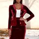 thumbnail image 1 of Karight Women Velvet Suit Blazer Jacket Casual Long Sleeve Notched Lapel Collar Button Open Front Velvet Office Blazer Coat, 1 of 5