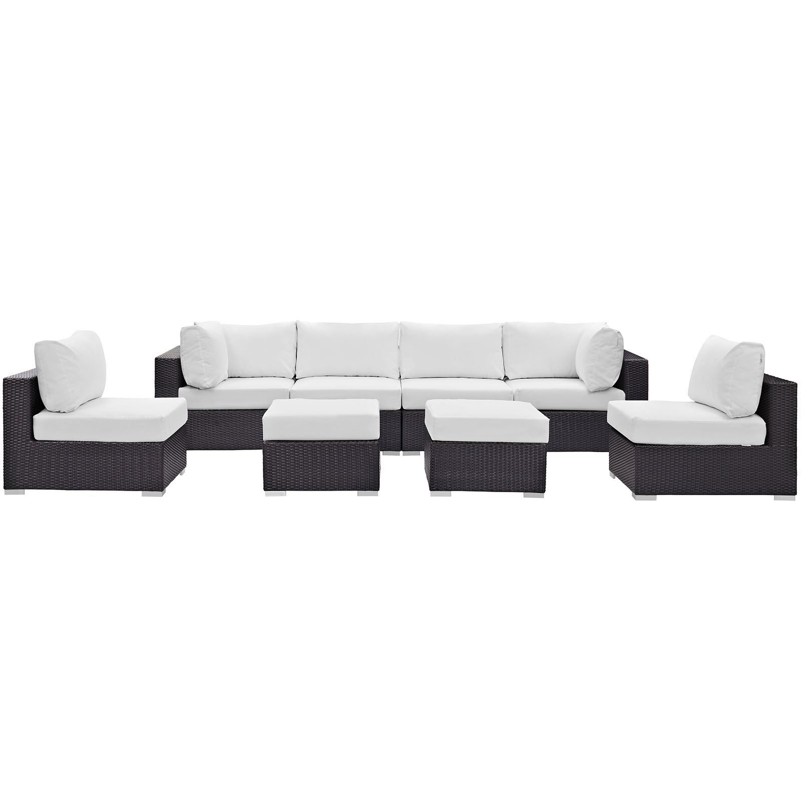 Modway Convene 8 Piece Outdoor Patio Sectional Set in Espresso White - image 4 of 7