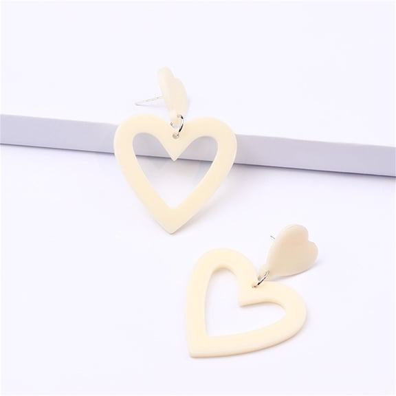 QIQUWOHUL 13 Color Heart Shaped Earrings Fashionable Acrylic Hollow Earrings Ear Accessories For Women