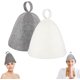 thumbnail image 1 of 2 st bastuhattar, original ull, bekväm och andningsbar för bastu, 100 % naturliga filt bastutillbehör (grå och vit), 1 of 5
