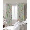 thumbnail image 4 of Pink Spring Floral Blackout Curtains for Bedroom Living Room Darkening Curtains 84 Inch Length 2 Panels Set Farmhouse Flowers Sage Green Leaves Window Curtain Window Treatment Grommet Drapes 42"x84", 4 of 9