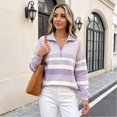 thumbnail image 5 of Quarter Zip Pullover For Women Features Striped Sweatshirt Design With Long Sleeves And Collared Neck For Weekend Layering, 5 of 8