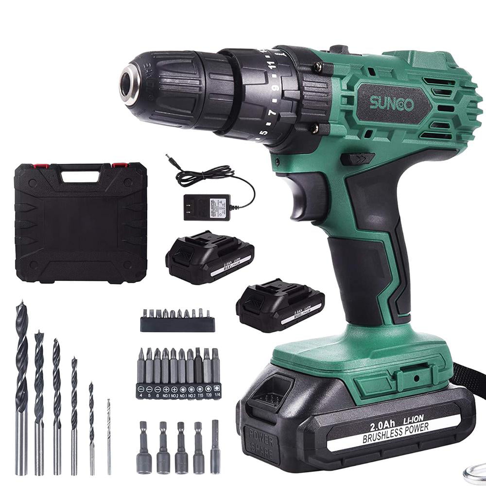 US Plug 21V Wireless Drill/Driver Impact Driver Drill Two-Speed Wireless Electric Screwdriver Lithium Battery Screwdriver Drill Combo Kit and Impact Driver