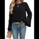 thumbnail image 2 of Blusas de Larga Acampanadas y Holgadas para Mujer, Otoño e Invierno 2025, Temperamentales, para Mujer Negro M, 2 of 10