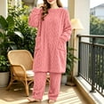 thumbnail image 3 of LEAVINGSUO Nightgowns for Women Plus Size Long Sleeve Winter Soft Cotton Velour Pajamas Fleece-lined And Thickened Loose-fitting Nightdress And Warm Robe Pink Free Size, 3 of 8