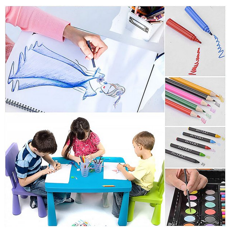 SHK Digitrade Art Kit Portable 150 Pieces Children Drawing Colouring  Set -BLUE - Art Sets