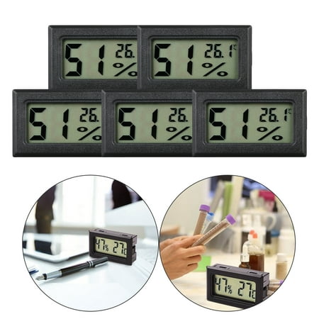EEEKit 5-Pack Mini Black Digital LCD Thermometer Hygrometer Indoor Temperature Humidity Meter Gauge Monitor,