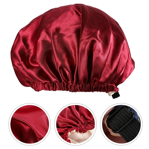 LOLIPPYY Lightweight Breathable Night Sleep Cap for Women, Dark Red Bonnet Suitable for All Hair Lengths