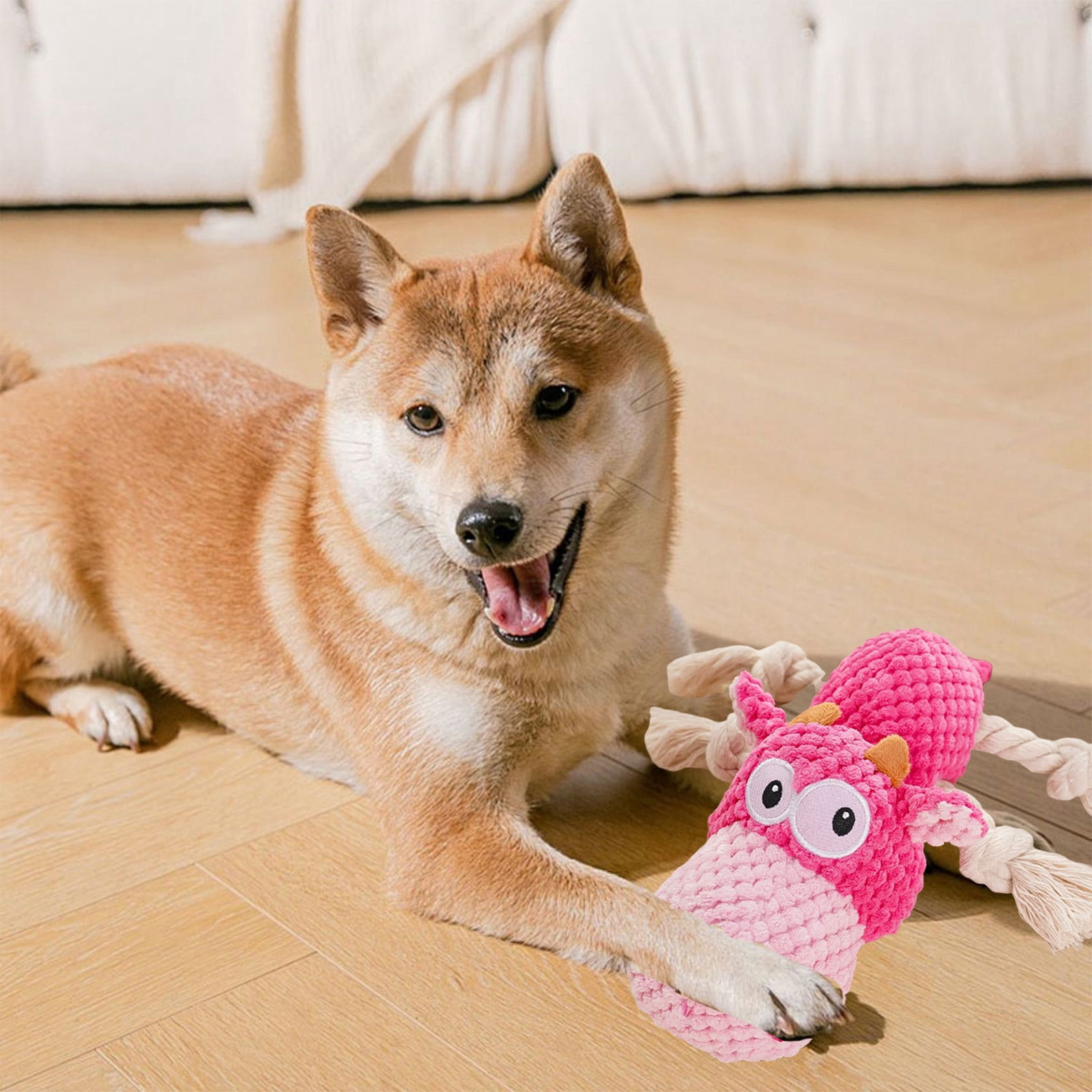 YiJuHui 5pcs Squeaky Dog Chew Toys for Aggressive Chewers, Interactive Plush Grinding Doll with Rope Core for Boredom Relief and Dental Health, Durable Pet Grinding Toys for Tug of War and Fetch